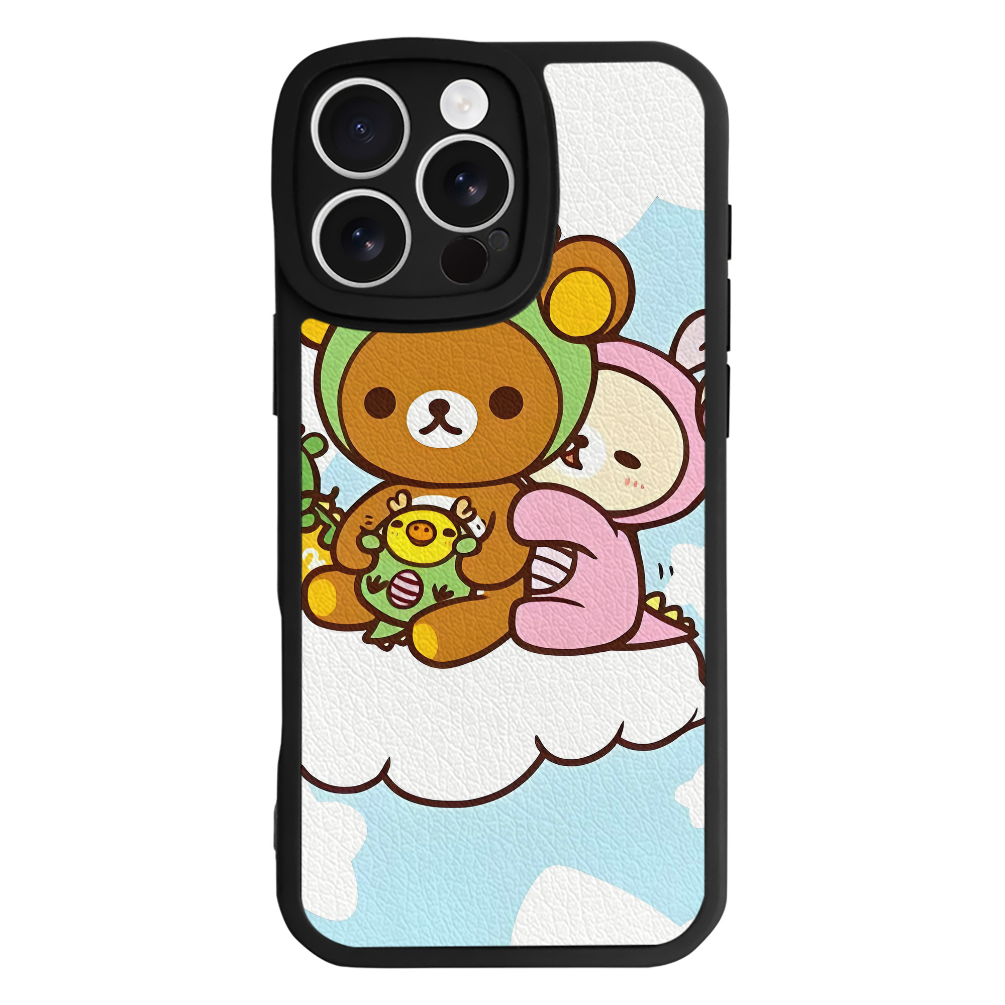 （画像用） リラックマ リラックマ キイロイトリ Rilakkuma Korilakkuma Kiiroitori 【iPhone 16シリーズ対応】シリコンスマホケース（レザー調） 材質：シリコン